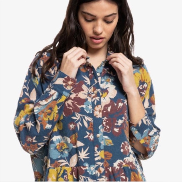 NWT Quiksilver Sunscape Floral Shirt Dress XS - Picture 1 of 6